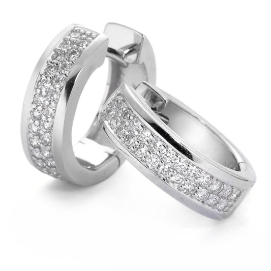 kolczyki koła zatrzaskowe złoto białe 750/18 K Diament biały, 0.50 ct, 50 kamienie, [Brillant], w-si