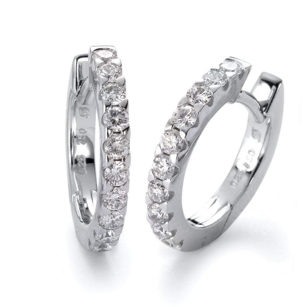 kolczyki koła zatrzaskowe złoto białe 750/18 K Diament biały, 0.50 ct, 20 kamienie, [Brillant], w-si