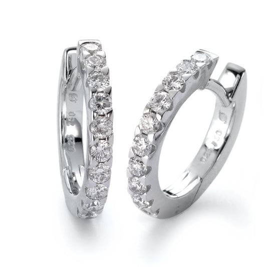 kolczyki koła zatrzaskowe złoto białe 750/18 K Diament biały, 0.50 ct, 20 kamienie, [Brillant], w-si