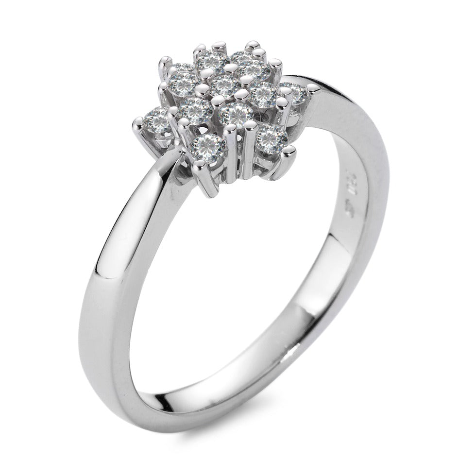 pierścionek złoto białe 750/18 K Diament biały, 0.33 ct, 13 kamienie, [Brillant], w-si gwiazda