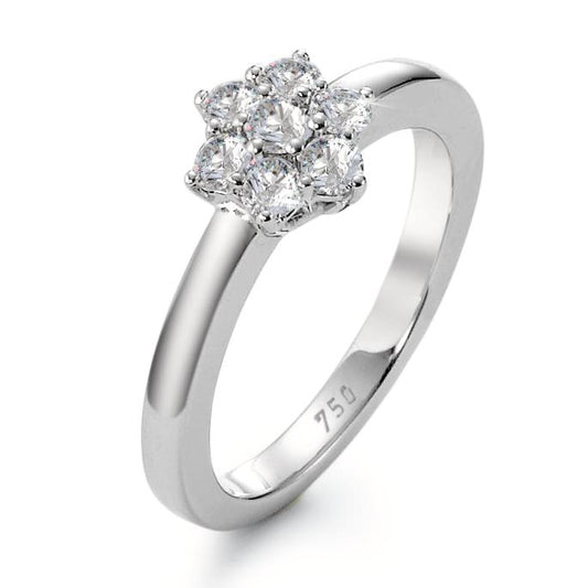 pierścionek zaręczynowy złoto białe 750/18 K Diament biały, 0.50 ct, 7 kamienie, [Brillant], w-si