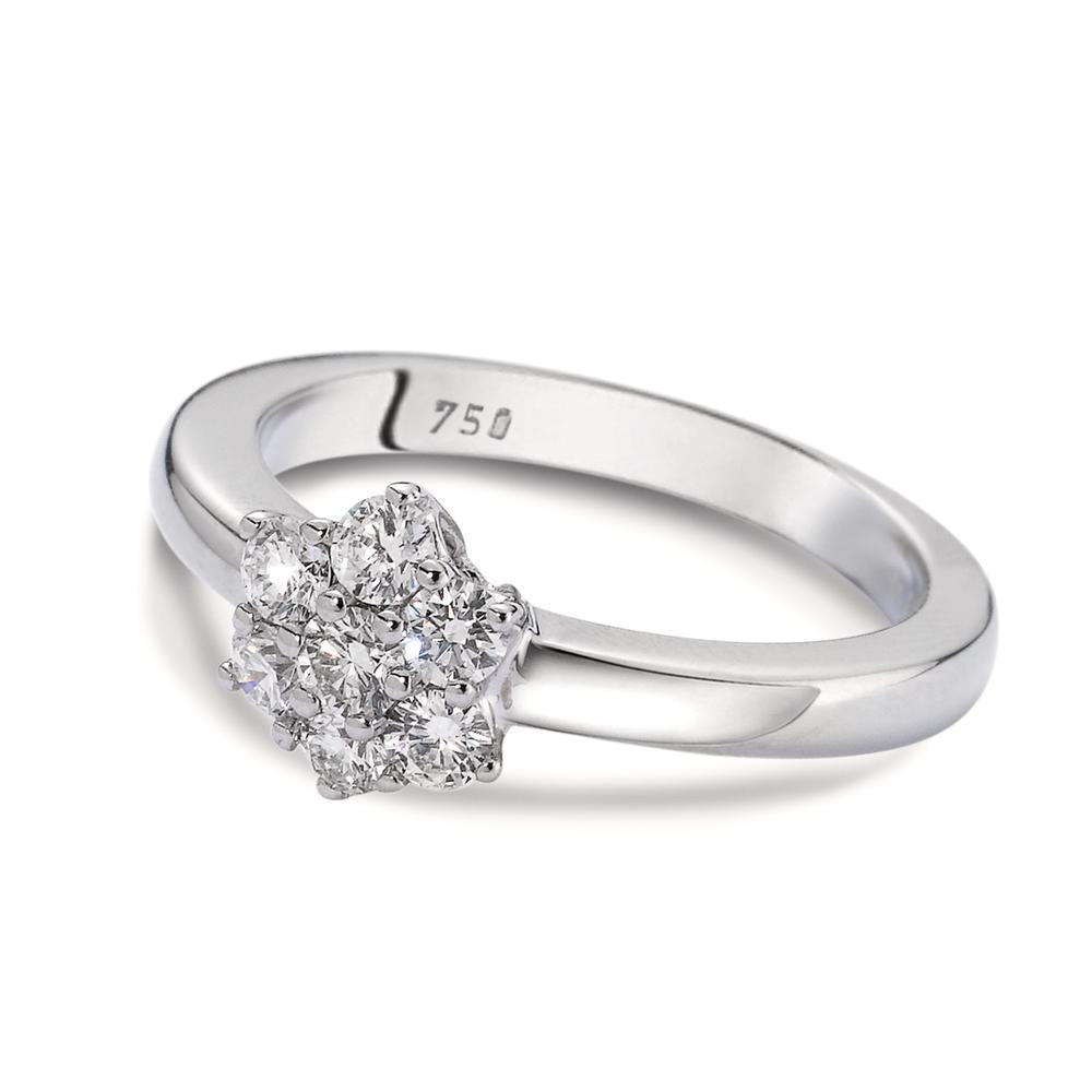 pierścionek zaręczynowy złoto białe 750/18 K Diament biały, 0.50 ct, 7 kamienie, [Brillant], w-si