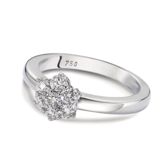 pierścionek zaręczynowy złoto białe 750/18 K Diament biały, 0.50 ct, 7 kamienie, [Brillant], w-si