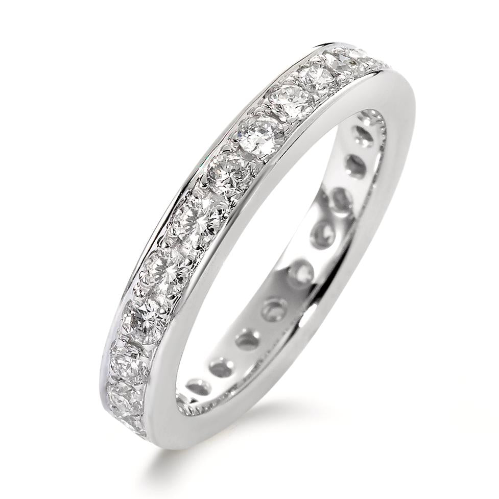 pierścionek pamięci złoto białe 750/18 K Diament biały, 1 ct, 25 kamienie, [Brillant], w-si