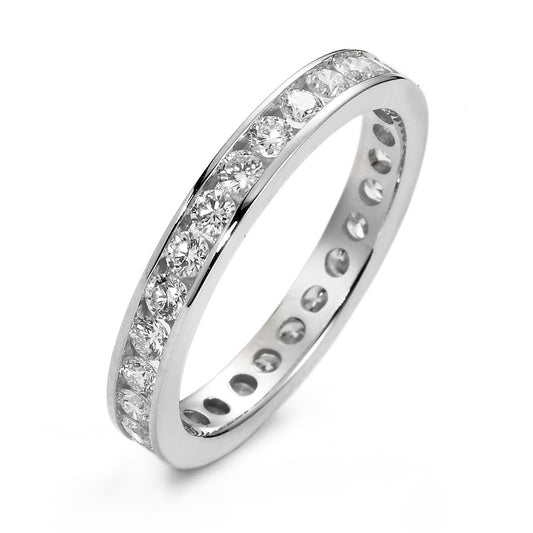 pierścionek pamięci złoto białe 750/18 K Diament biały, 1 ct, 28 kamienie, [Brillant], w-si