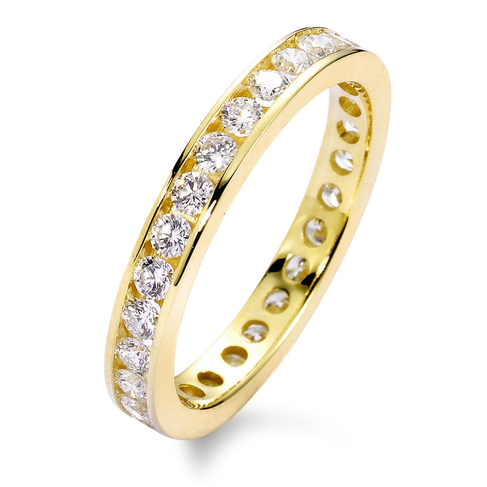 pierścionek pamięci złoto żółte 750/18 K Diament biały, 1 ct, 33 kamienie, [Brillant], w-si