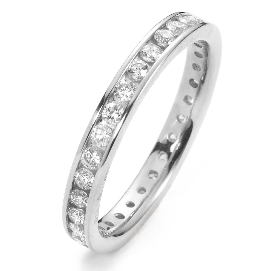 pierścionek pamięci złoto białe 750/18 K Diament biały, 0.65 ct, 30 kamienie, [Brillant], w-si