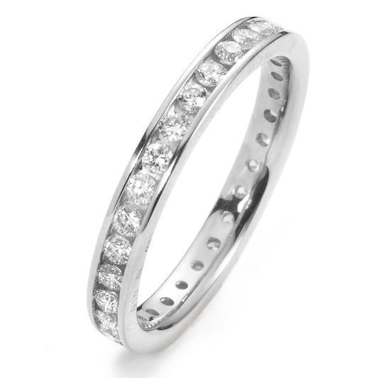 pierścionek pamięci złoto białe 750/18 K Diament biały, 0.65 ct, 30 kamienie, [Brillant], w-si