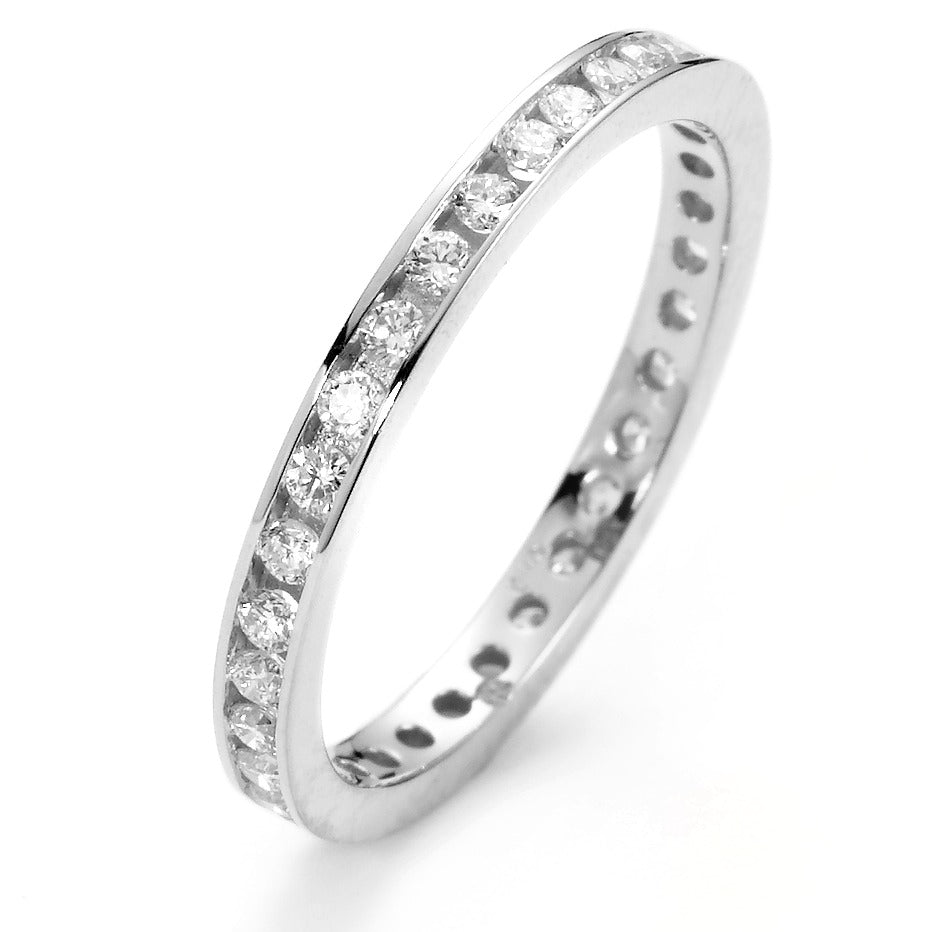 pierścionek pamięci złoto białe 750/18 K Diament biały, 0.50 ct, 42 kamienie, [Brillant], w-si