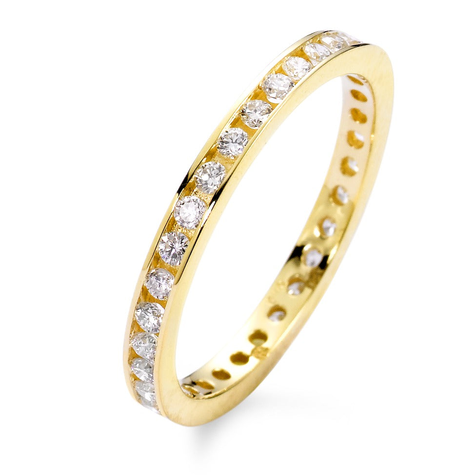 pierścionek pamięci złoto żółte 750/18 K Diament biały, 0.50 ct, 42 kamienie, [Brillant], w-si