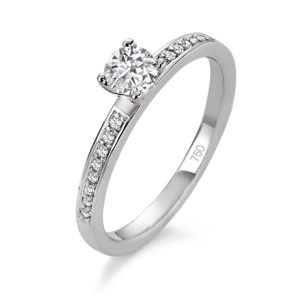 pierścionek zaręczynowy złoto białe 750/18 K Diament biały, 0.40 ct, 17 kamienie, [Brillant], w-si