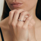 pierścionek zaręczynowy złoto białe 750/18 K Diament biały, 0.08 ct, 16 kamienie, [Brillant], w-si, Diament biały, 0.32 ct, [Brillant], w-si