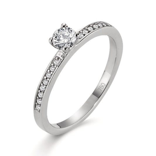 pierścionek zaręczynowy złoto białe 750/18 K Diament biały, 0.22 ct, [Brillant], w-si, Diament 0.08 ct, 16 kamienie, [Brillant], w-si