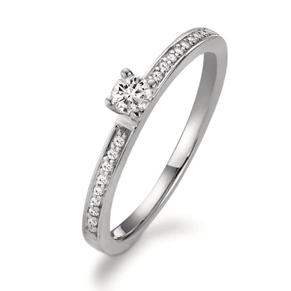 pierścionek zaręczynowy złoto białe 750/18 K Diament biały, 0.20 ct, [Brillant], w-si Ø3 mm