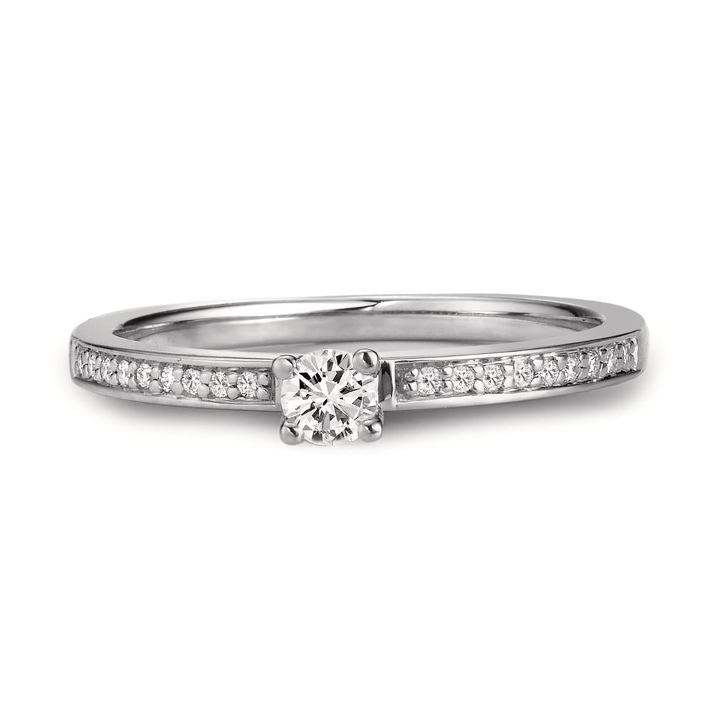 pierścionek zaręczynowy złoto białe 750/18 K Diament biały, 0.20 ct, 19 kamienie, [Brillant], w-si Ø3 mm