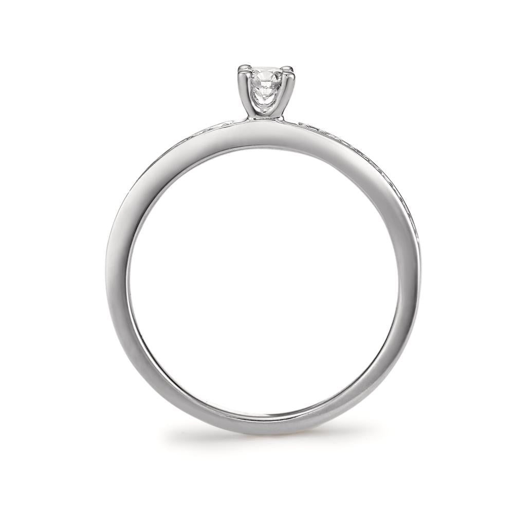 pierścionek zaręczynowy złoto białe 750/18 K Diament biały, 0.20 ct, 19 kamienie, [Brillant], w-si Ø3 mm