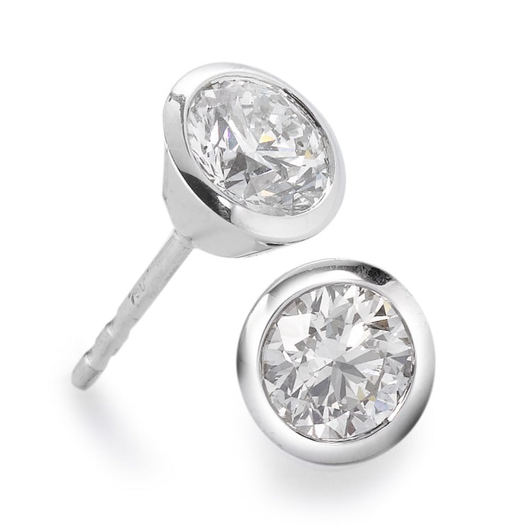 kolczyki wkrętki złoto białe 750/18 K Diament biały, 0.35 ct, 2 kamienie, [Brillant], w-si Ø5 mm