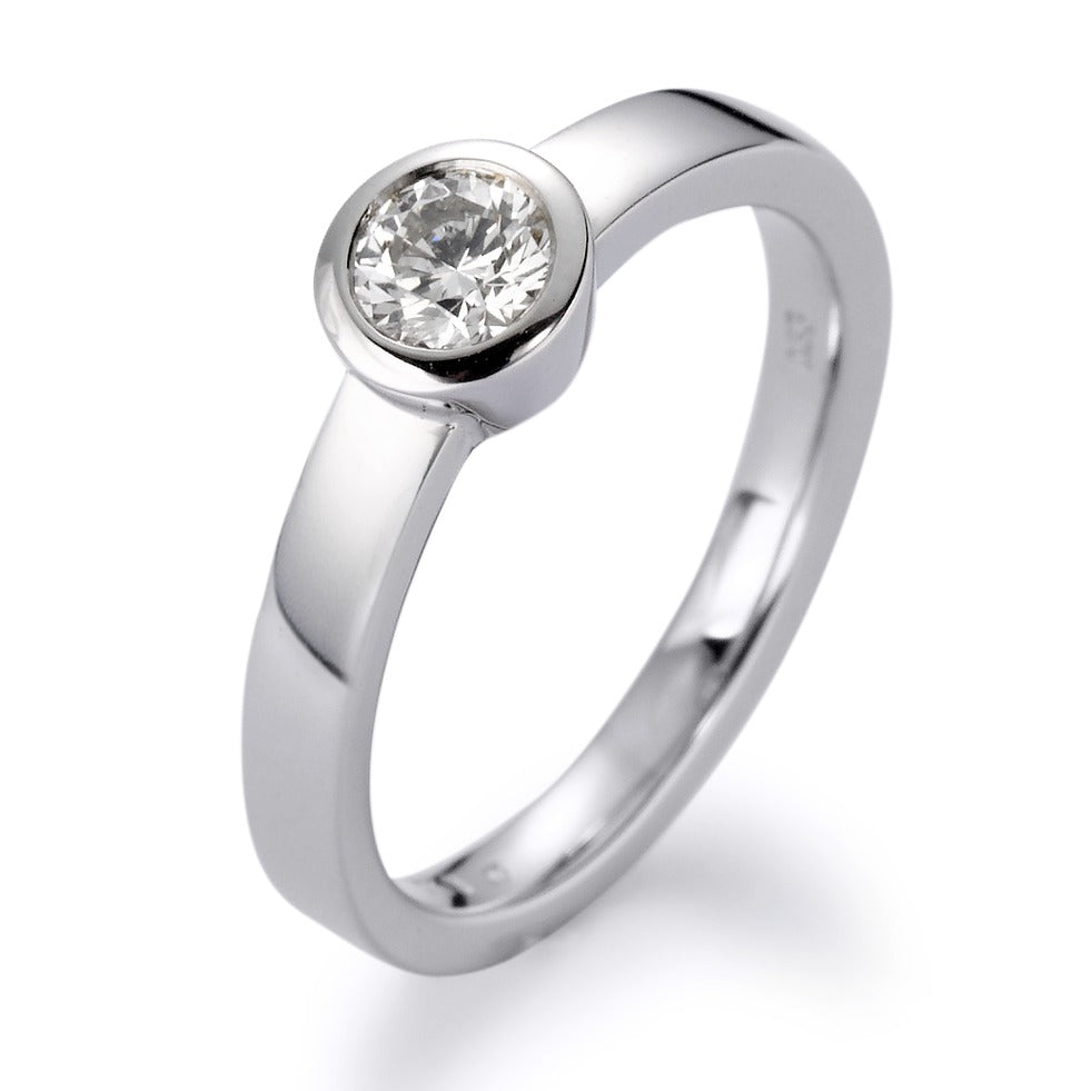 pierścionek złoto białe 750/18 K Diament biały, 0.15 ct, [Brillant], w-si