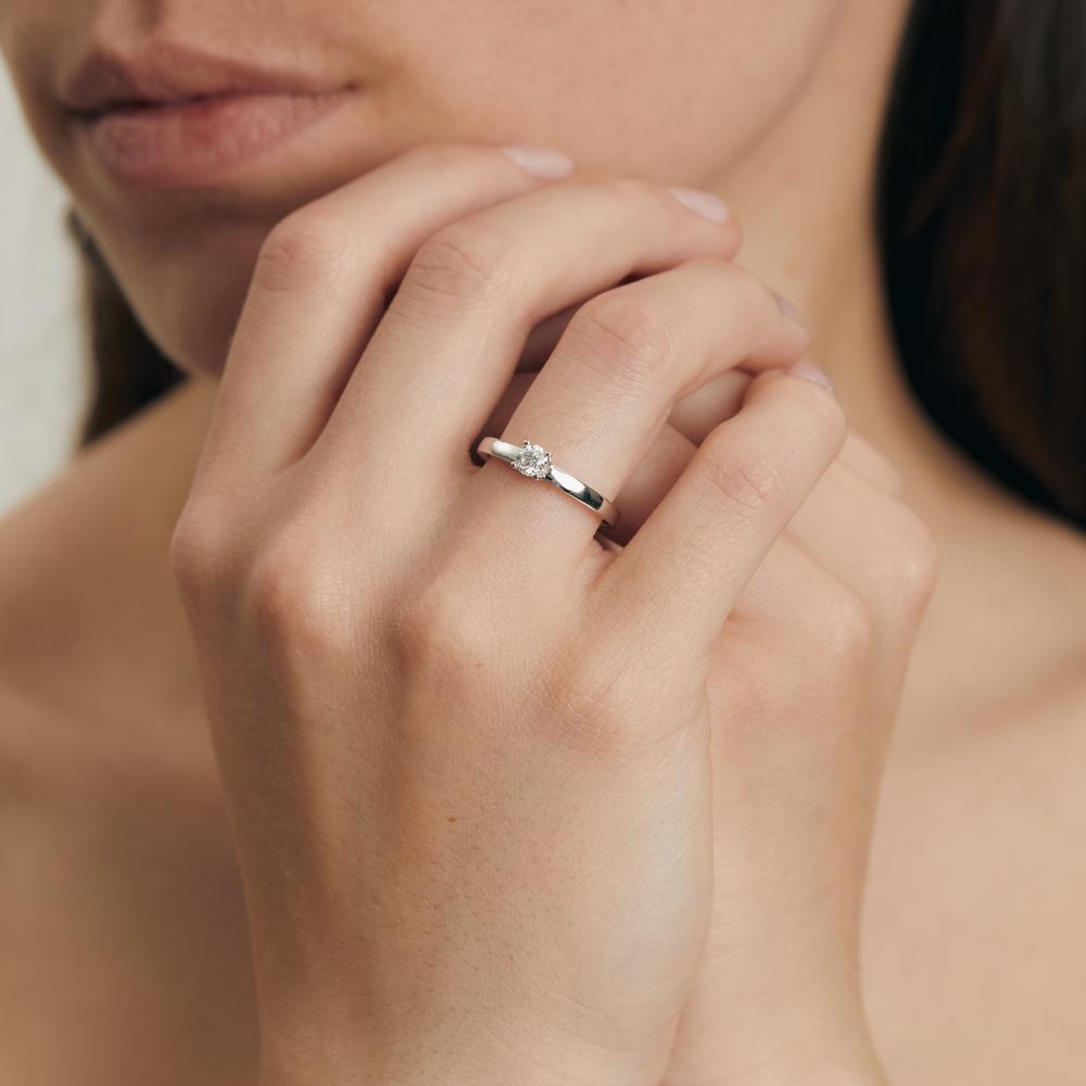 pierścionek zaręczynowy złoto białe 750/18 K Diament biały, 0.25 ct, [Brillant], w-si