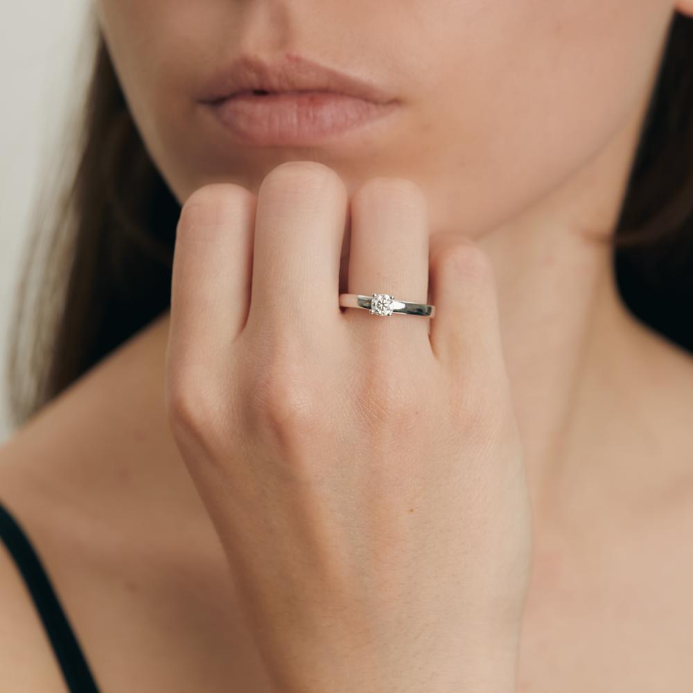 pierścionek zaręczynowy złoto białe 750/18 K Diament biały, 0.33 ct, [Brillant], w-si