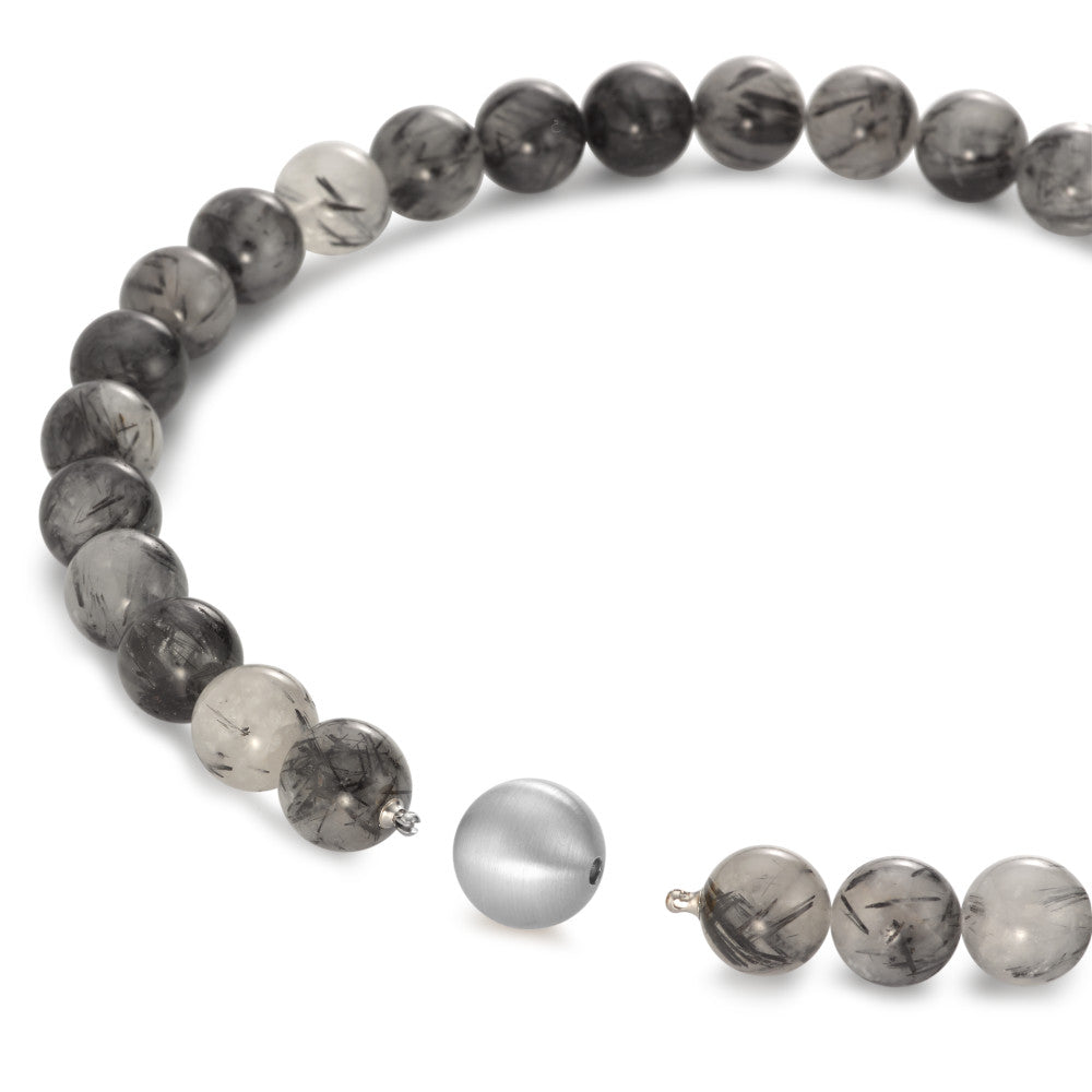 Naszyjnik stal nierdzewna Kryształ górski wielobarwny, 14 mm, Onyks 16 mm 45 cm Ø14 mm