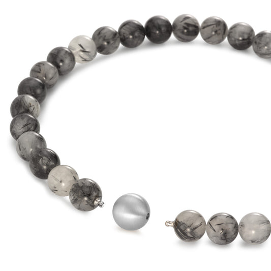 Naszyjnik stal nierdzewna Kryształ górski wielobarwny, 14 mm, Onyks 16 mm 45 cm Ø14 mm