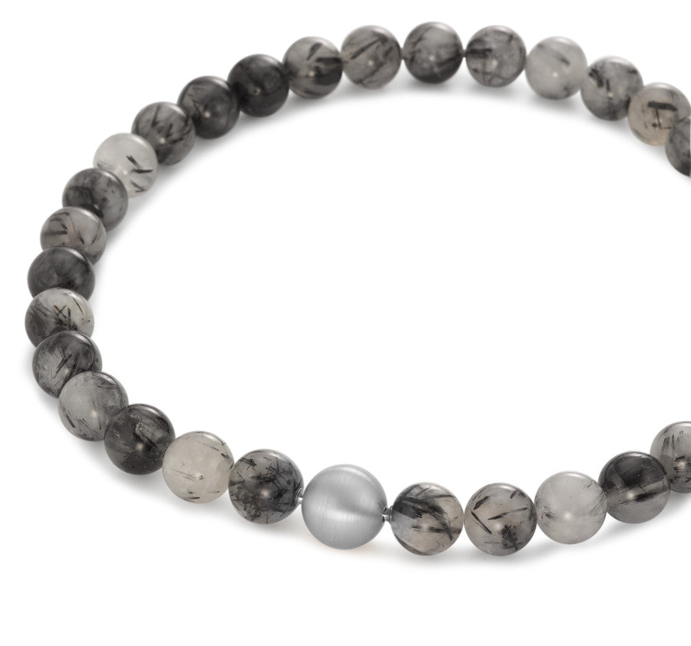 Naszyjnik stal nierdzewna Kryształ górski wielobarwny, 14 mm, Onyks 16 mm 45 cm Ø14 mm