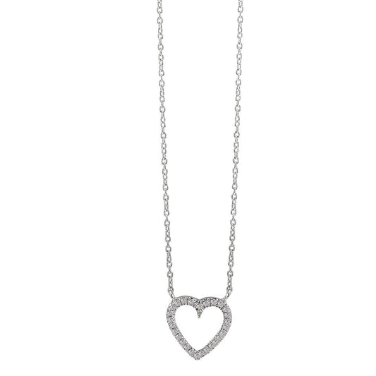 Naszyjnik złoto białe 750/18 K Diament biały, 0.056 ct, 27 kamienie Serce 42 cm