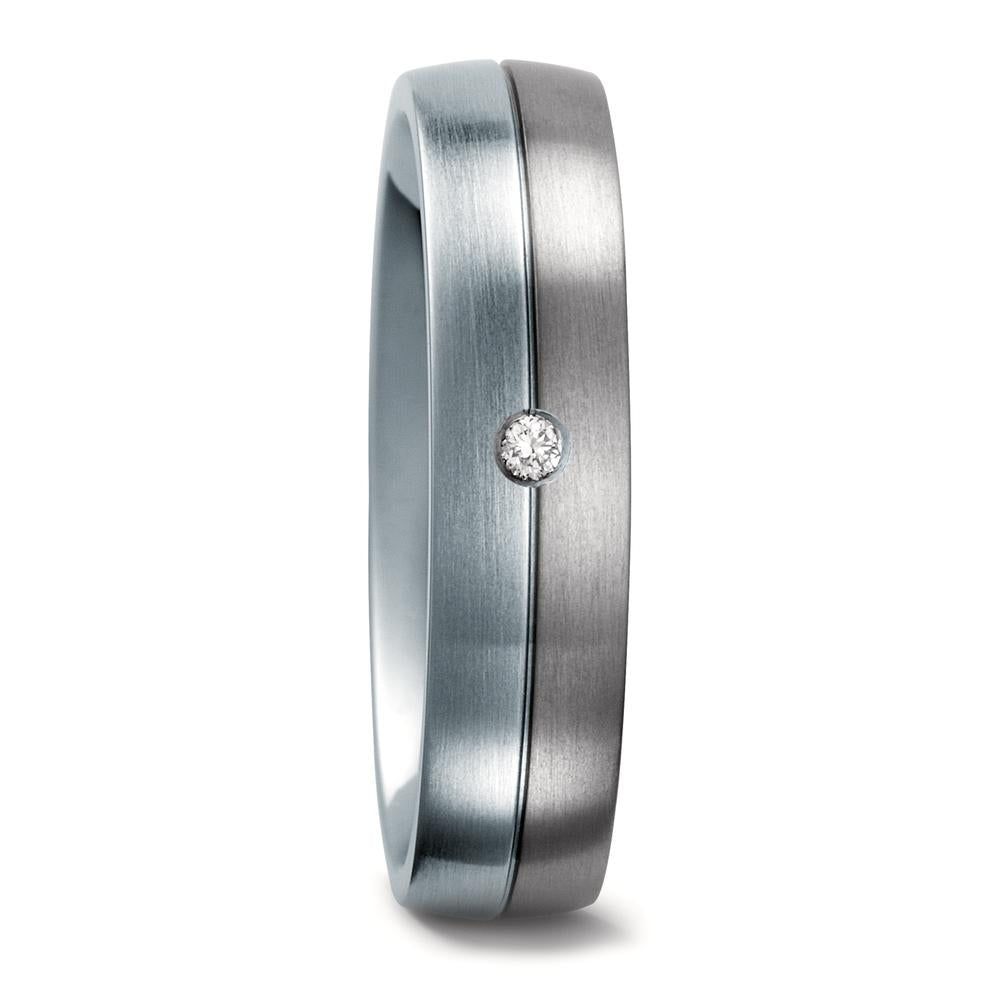 pierścionek tytan, stal nierdzewna Diament 0.03 ct, w-si