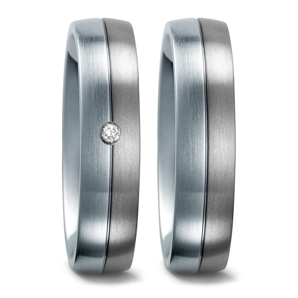 pierścionek tytan, stal nierdzewna Diament 0.03 ct, w-si