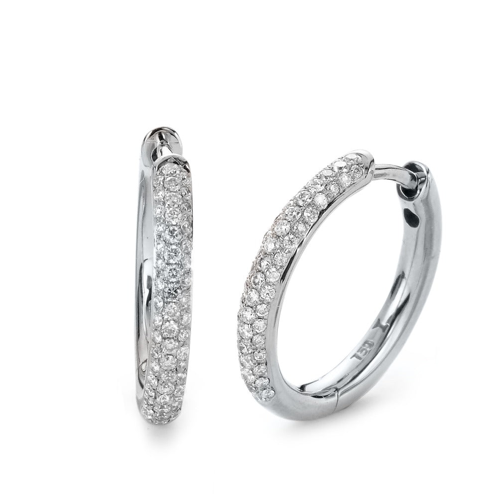 kolczyki koła zatrzaskowe złoto białe 750/18 K Diament 0.36 ct, 104 kamienie, si