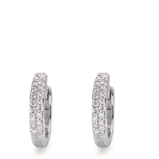 kolczyki koła zatrzaskowe złoto białe 750/18 K Diament 0.24 ct, 38 kamienie, si