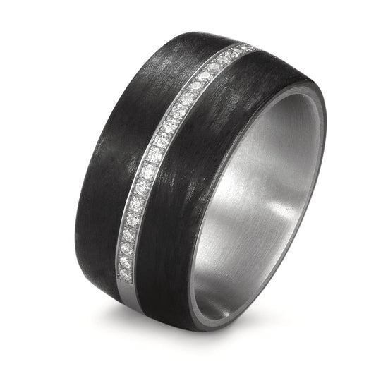 pierścionek stal nierdzewna, węgiel Diament biały, 0.175 ct, 25 kamienie, w-si