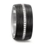 pierścionek stal nierdzewna, węgiel Diament biały, 0.175 ct, 25 kamienie, w-si