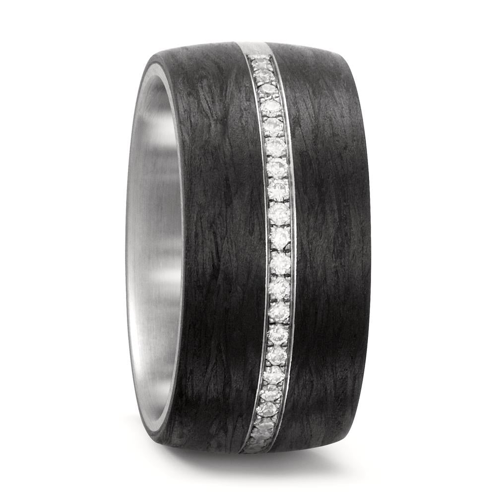 pierścionek stal nierdzewna, węgiel Diament biały, 0.175 ct, 25 kamienie, w-si