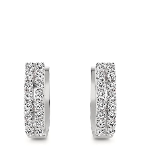 kolczyki koła zatrzaskowe złoto białe 750/18 K Diament 0.57 ct, 32 kamienie, w-si