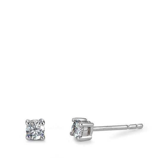 kolczyki wkrętki złoto białe 750/18 K Diament 0.15 ct, 2 kamienie, w-si Ø3 mm