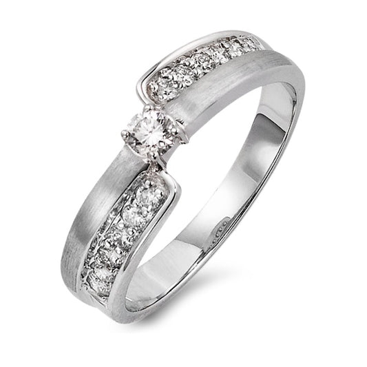 pierścionek złoto białe 750/18 K Diament 0.28 ct, 13 kamienie, w-si