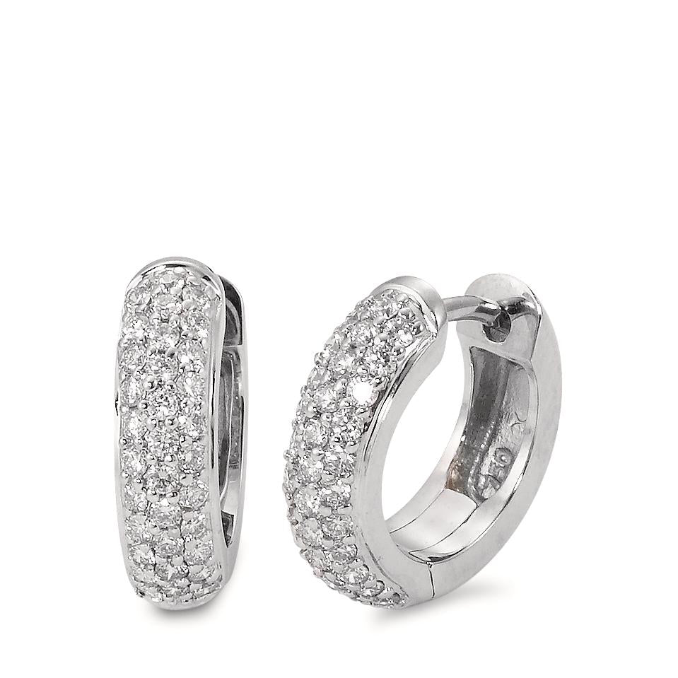 kolczyki koła zatrzaskowe złoto białe 750/18 K Diament 0.50 ct, 66 kamienie, w-si