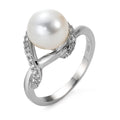 pierścionek złoto białe 750/18 K Diament 0.20 ct, 23 kamienie, w-si Perła hodowana w wodzie słodkiej biały, 9 mm
