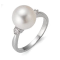 pierścionek złoto białe 750/18 K Diament 0.24 ct, 2 kamienie, w-si Perła hodowana w wodzie słodkiej biały, 10 mm