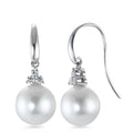 kolczyki wiszące złoto białe 750/18 K Diament 0.20 ct, 6 kamienie, w-si Perła hodowana w wodzie słodkiej biały, 2 Perły, 10 mm