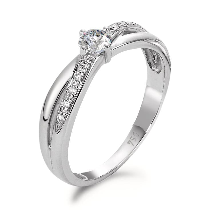 pierścionek złoto białe 750/18 K Diament 0.32 ct, 11 kamienie, w-si