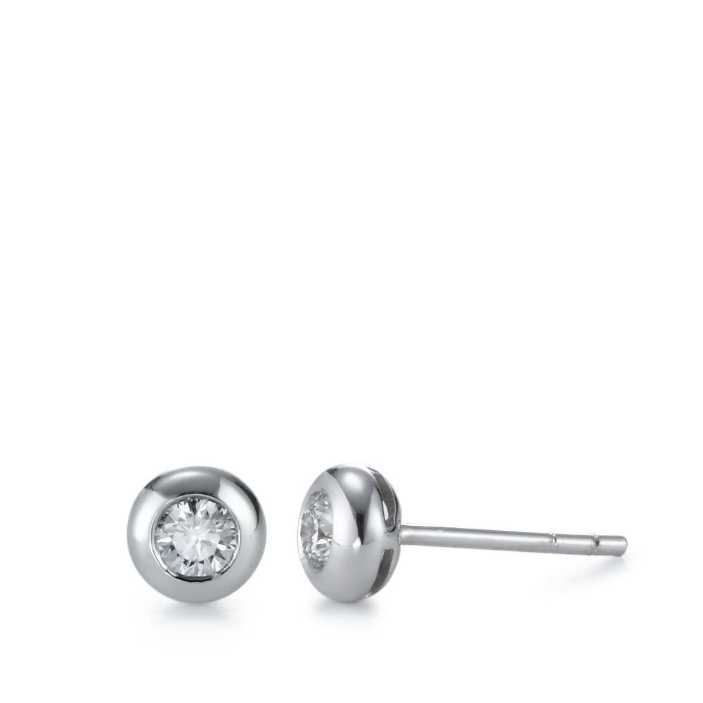 kolczyki wkrętki złoto białe 750/18 K Diament 0.25 ct, 2 kamienie, w-si Ø5.5 mm