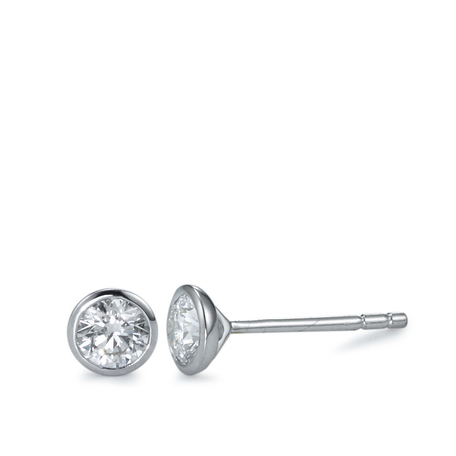 kolczyki wkrętki złoto białe 750/18 K Diament 0.40 ct, 2 kamienie, w-si Ø4.5 mm
