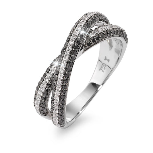 pierścionek złoto białe 750/18 K Diament czarny, 0.23 ct, 173 kamienie, w-si
