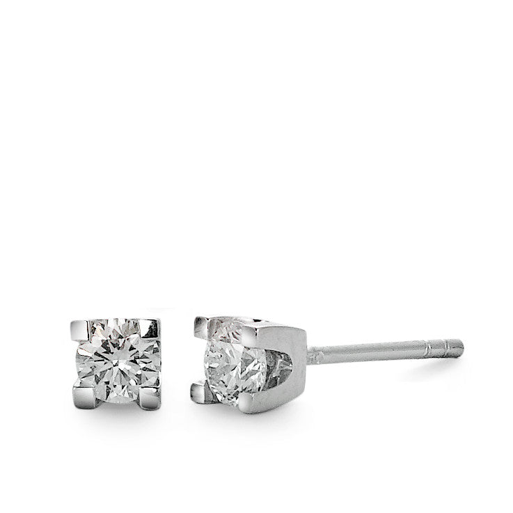 kolczyki wkrętki złoto białe 750/18 K Diament 0.30 ct, 2 kamienie, w-si Ø3.5 mm