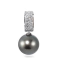 wisiorek złoto białe 750/18 K Diament 0.20 ct, 20 kamienie, w-si Perła tahitańska antracyt, 12.5 mm