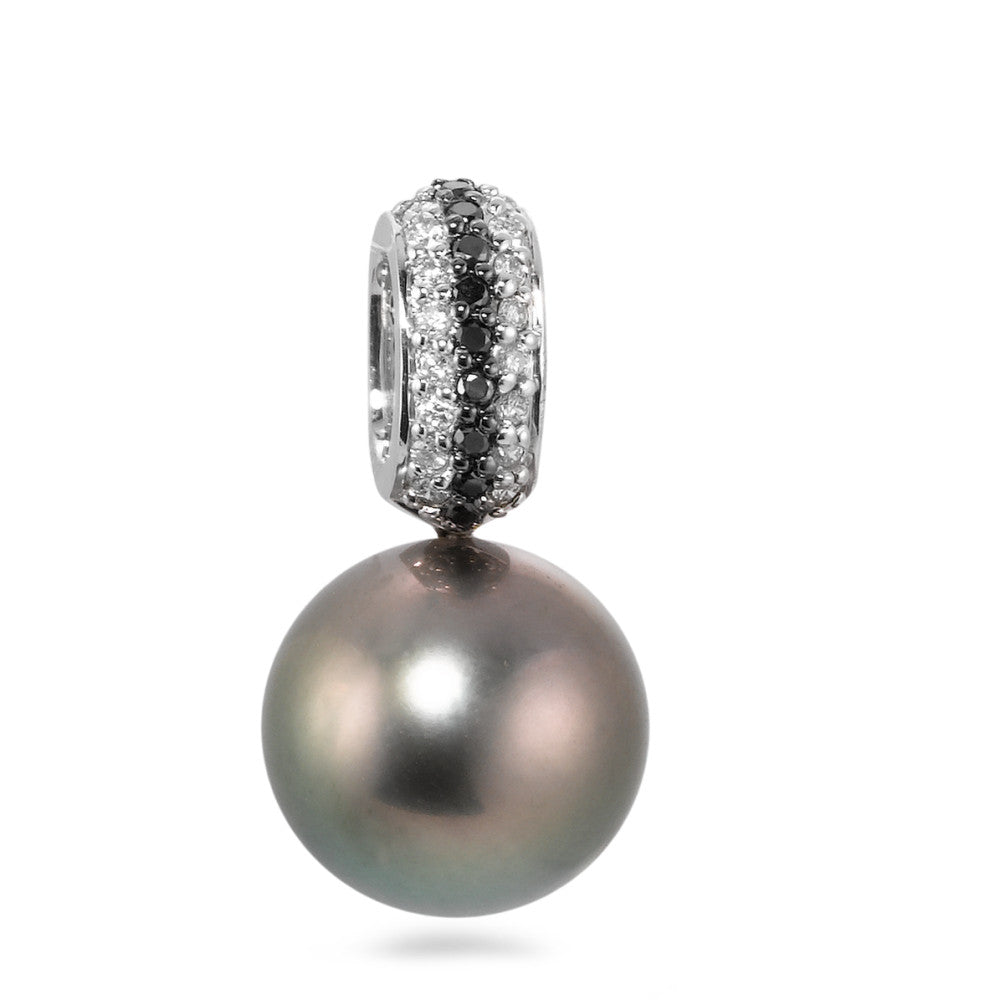 wisiorek złoto białe 750/18 K Diament czarny, 0.135 ct, w-si Perła tahitańska, 25 Perły, 11 mm