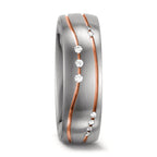 obrączka partnerska złoto białe 585/14 K, złoto czerwone 585/14 K Diament biały, 0.06 ct, 9 kamienie, w-si
